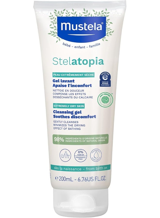 Mustela Stelatopia Eczema-Prone Skin Cleansing Gel - Baby Face & Body Wash with Natural Avocado & Sunflower Oil - Fragrance-Free & Tear Free - 6.76 fl. oz. - Image 1